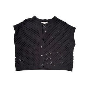LOFT Crochet Open Knit Cardigan Vest Size Large